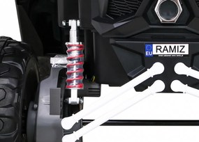 Ramiz UTV-MX batériová bugina pre deti Biela + pohon 4x4 + diaľkové ovládanie + LED audio + úložný priestor + EVA + pomalý štart