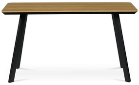 Autronic - Stůl jídelní 140x80 cm, MDF deska, Melamine dekor dub, kov, černý lak - HT-531 OAK AKCE