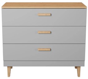 Komoda so zásuvkami DENVER 100 cm sivá/dub hickory