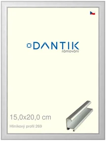 DANTIK rám na obraz 15x20 | ALU Stříbrná matná (Sklo Čiré)