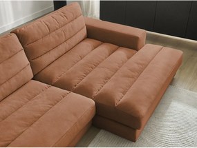 Oranžová zamatová rohová pohovka (pravý roh/s leňoškou) Sierra – Bobochic Paris