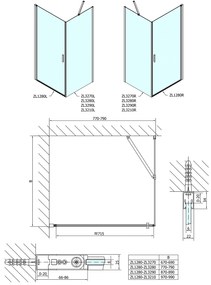 Polysan, Zoom Line štvorcová sprchová zástena 800x800mm L/P varianta, ZL1280ZL3280