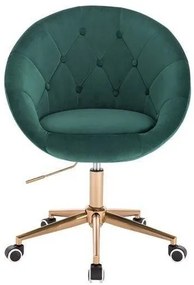 LuxuryForm DESIGN Kreslo VERA VELUR na zlatej podstave s kolieskami - zelené