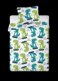 FARO Bavlnené obliečky do postieľky Dino skate - 100x135 cm + 40x60 cm