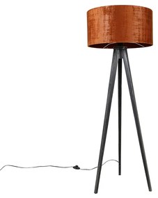 Stojaca lampa trojnožka čierna s tienidlom červeným 50 cm - Tripod Classic