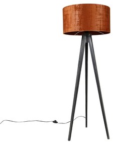 Stojacia lampa statív čierny s červeným tienidlom 50 cm - Tripod Classic