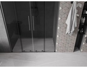 Mexen Velar Duo, posuvné sprchové dvere do otvoru 140 cm, 8mm šedé sklo, grafit brúsený, 871-140-000-42-66