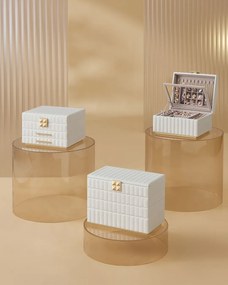 Songmics Šperkovnica Emma, 21,5x24x15,8 cm, biela