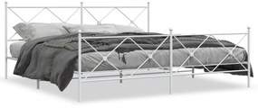 Kovový rám postele s čelom a podnožkou biely 193x203 cm 376575