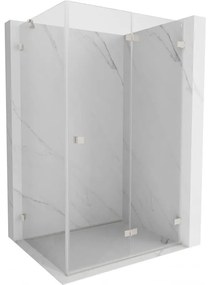 Mexen Lunar-F, 1-krídlový sprchový kút so skladacími dverami, pravý, 85 x 80 cm, 8mm číre sklo, brúsená oceľ profil, 836-085-080-97-00-P