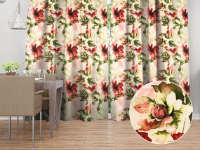 Biante Zamatový záves Tamara TMR-051 Abstraktné červené kvety na žltobéžovom 145x180 cm
