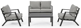 Sivý hliníkový záhradný lounge set pre 4 Harley – Bizzotto
