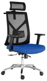 Kancelárska ergonomická stolička Neoseat DIBERTI — čierna/modrá, nosnosť 150 kg