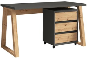 Set Iga I Písací stôl + Skrinka na kolieskach Grafit / Dub Artisan