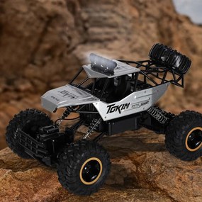 KIK Diaľkovo ovládané RC Rock Crawler 1:12 4WD kovové terénne auto, strieborné