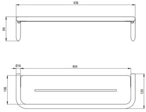 Deante Silia, nástenná polička 436x124x89 mm, zlatá matná, DEA-ADI_R511