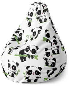 Sablio Sedací vak Pear Pandy s vetvičkou - 140 x 100 x 25 cm