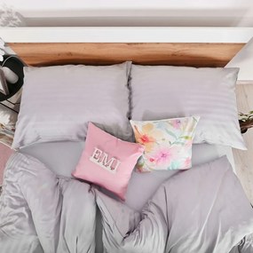 Sivé luxusné damaškové obliečky EMI: Predĺžený set jednolôžko obsahuje 1x 140x220 + 1x 70x90