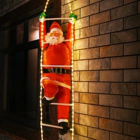 Vianočné dekorácie - Santa Claus na rebríku 48 LED