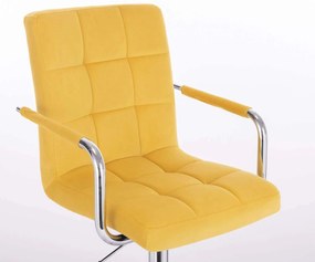 LuxuryForm DESIGN Stolička VERONA VELUR na čiernom kríži - žltá