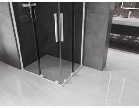 Mexen Velar Duo, sprchový kút s posuvnými dverami 100 x 90 cm, 8mm šedé sklo, biela matná, 871-100-090-42-20