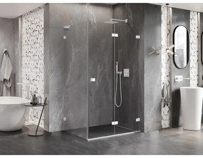 Mexen Lunar-F L, pravý sklápací sprchový kút 95 x 70 cm, 8mm číre sklo, biely profil, 836L-095-070-20-00-P