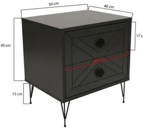 Nočný stolík LUNA 55x50 cm antracit/čierna