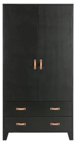 Čierna šatníková skriňa z borovicového dreva WOOOD Dian