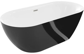 Mexen Roxy, voľne stojaca vaňa 170 x 80 cm, biela-čierna, brúsená oceľ prepad, 51201708075-97
