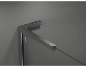 Mexen Kioto+ L, sprchová zástena Walk-In s poličkou a vešiakom 75 x 200 cm, 8mm číre sklo, grafitový profil, 800-075-123-95-00