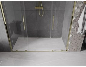Mexen Velar Duo, posuvné dvere do otvoru 180x200 cm, 8mm číre sklo, zlatá lesklá, 871-180-000-02-50