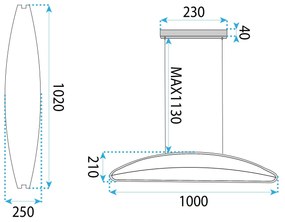 Toolight Toolight, stropné svietidlo 100cm, 50W, 4000K, 3500lm, G124-CP, zlatá, OSW-02616
