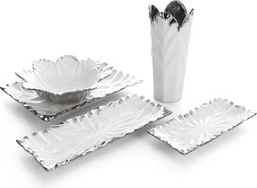 DEKORAČNÁ KERAMICKÁ MISKA NIRA (01) 28X13X8 CM BIELA