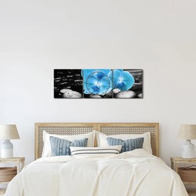 Obraz - Modrá orchidea (s hodinami) (90x30 cm)
