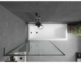 Mexen Next L, 1-krídlová vaňová zástena 90 x 150 cm, 6mm číre sklo-čierny vzor, grafitový profil, 895-090-000-03-70-95