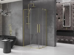 Mexen Velar L Duo, sprchový kút s posuvnými dverami 90 x 80 cm, 8mm číre sklo, zlatá matná, 871-090-080-02-03-55