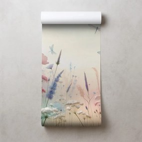 Fototapeta pastelové kvety a vážky