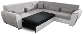 Rozkladacia rohová sedacia súprava VISEU do tvaru L s úložným priestorom, pravá, šedá/biela