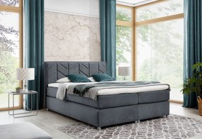 Čalúnená posteľ boxspring MODLA + vrchný matrac - čierna / 160x200