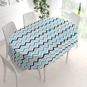 Biante Bavlnený oválny obrus Sandra SA-380 Modro-sivo-hnedé cik-cak pásiky 100x140 cm