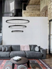 Nova Luce závesné svietidlo Empatia Led 108W 3000K hliník čierna 807+600+395x