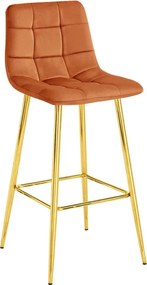 Barová stolička ARCETO zamatová, medená / zlatá