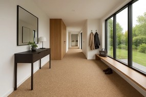 Vebe, Metrážny koberec Santana béžová s podkladom gél, záťažový, na mieru, šíře 4m, béžová, guma (gél - protišmykový), chodba / predsieň