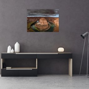 Sklenený obraz jazera v útese (70x50 cm)