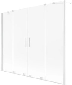 Mexen Velar Duo, 2-krídlová posuvná vaňová zástena 180 x 150 cm, 8mm sklo námraza, biela matná, 896-180-000-32-20