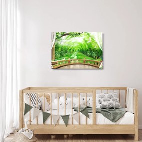 Sklenený obraz - Výhľad na tropickú záhradu (70x50 cm)