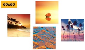 Set obrazov more a pláž v zaujímavých farbách
