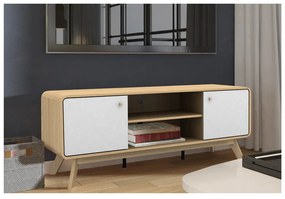 Biely/v prírodnej farbe TV stolík v dekore duba 140x53 cm Caitlin – Støraa