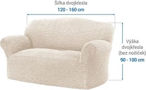 Bielastické poťahy CRISTINA smotanová dvojkreslo (š. 120 - 160 cm)