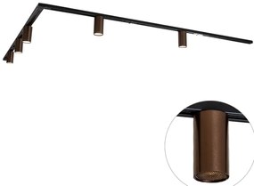 Moderný koľajnicový systém s 5 tmavými bronzovými bodovými svetlami 1-fázový GU10 50 mm - Iconic Ruby